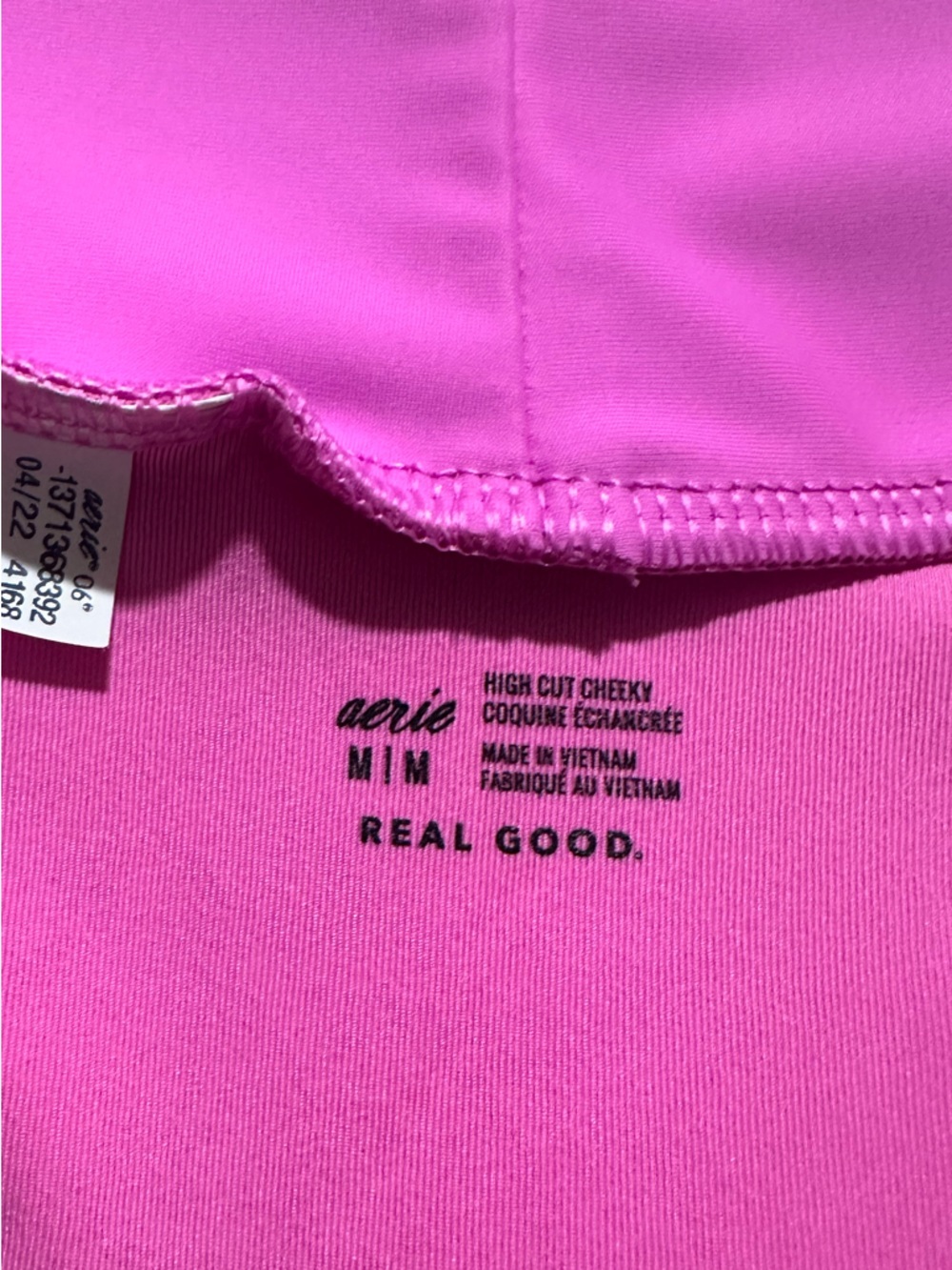 Aerie Hot Pink Ribbed High Cut Cheeky Bikini Bottoms m - Picture 4 of 4